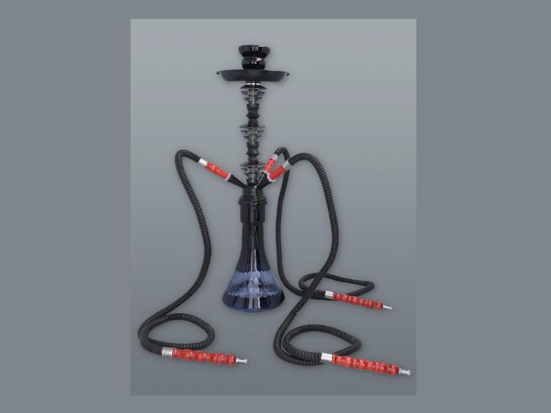Fekete színű shisha sötétkék mintás víztartállyal - 3 csöves